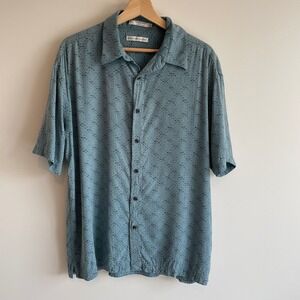 Geoffrey Beene Mens Silk Rayon Button Down Shirt Patterned Short Sleeve L